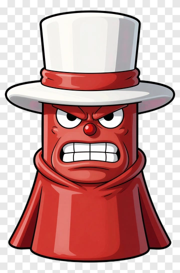 Angry Cartoon Character With White Hat PNG