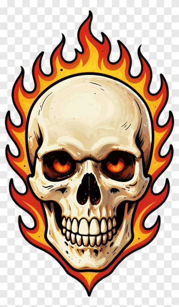 Flaming Skull Illustration PNG