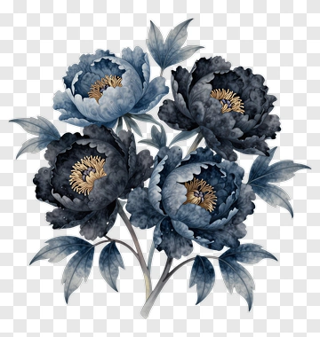 Dark Blue Floral Arrangement PNG