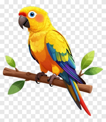 Colorful Parrot Perched On A Branch PNG