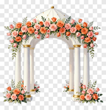 Floral Wedding Arch With Roses PNG