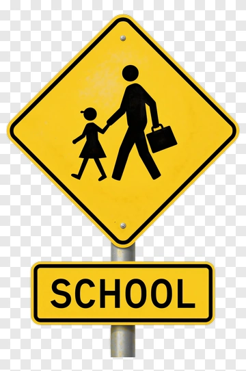 School Sign With Walking Figures PNG