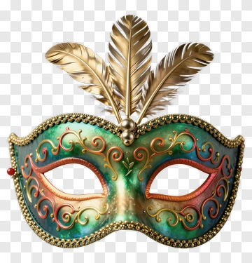 Decorative Carnival Mask With Feathers PNG