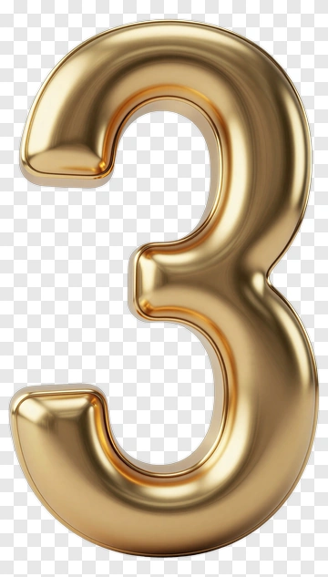 Gold Number Three PNG