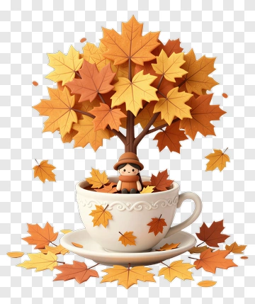 Cartoon Child With A Tree In A Coffee Cup PNG