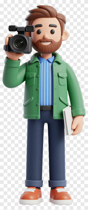 3D Photographer Holding A Camera PNG
