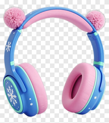 Colorful Headphones With Pom Poms PNG