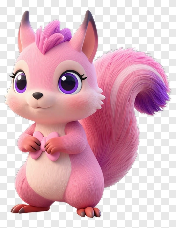 Cute Pink Squirrel With Big Eyes PNG