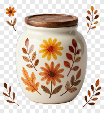 Decorative Jar With Floral Design PNG