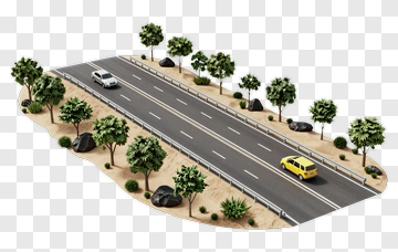 Road With Trees And Rocks PNG