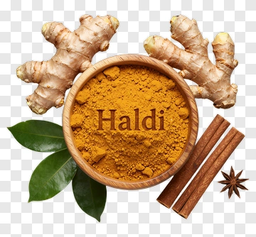 Bowl Of Haldi With Ginger And Spices PNG
