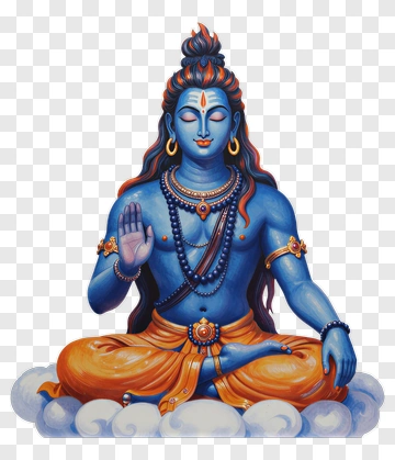 Blue Hindu Deity Sitting On Clouds PNG