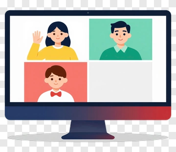 Video Call With Three Cartoon Characters PNG