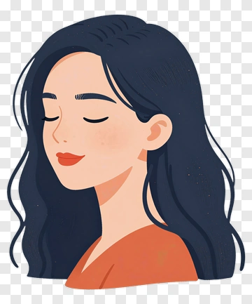 Woman With Long Dark Hair PNG