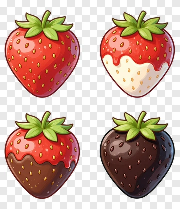Colorful Strawberries With Various Coatings PNG