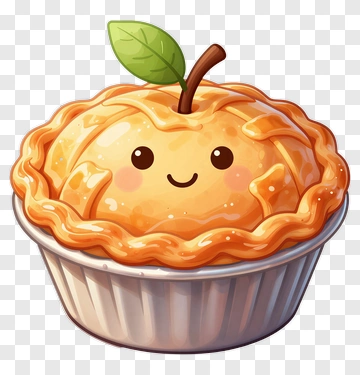 Cartoon Smiling Pie With Leaf PNG