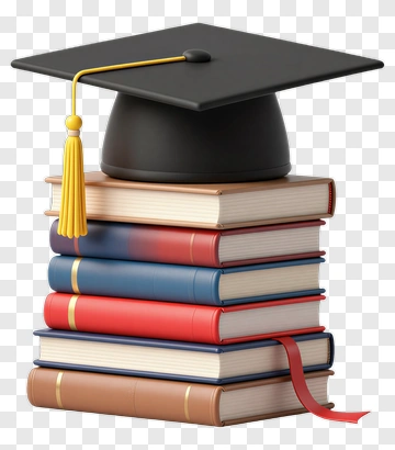Graduation Cap On A Stack Of Books PNG