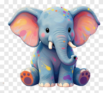 Colorful Cartoon Elephant PNG