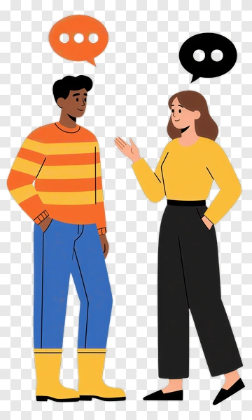 Couple Engaging In Conversation With Speech Bubbles PNG