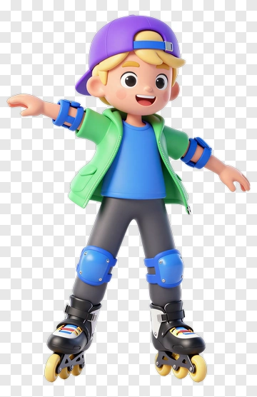 Cartoon Boy Roller Skating PNG