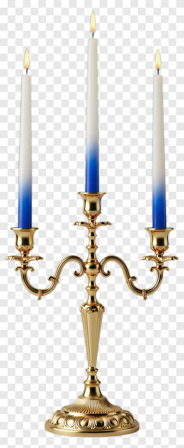Elegant Candelabra With Blue Gradient Candles PNG