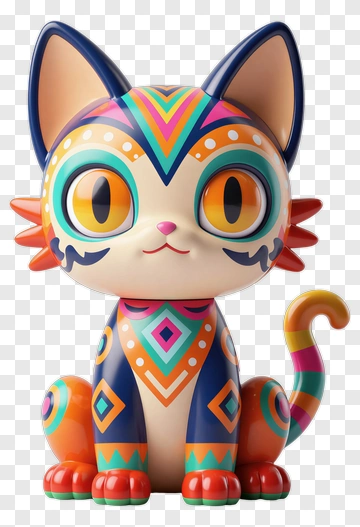 Colorful Cat Figurine PNG