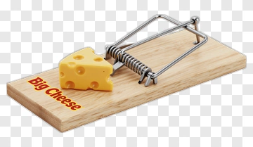 Cheese Mouse Trap With Big Cheese Label PNG