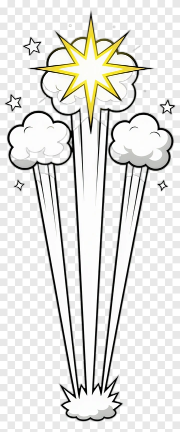 Comic Explosion With Clouds And Stars PNG