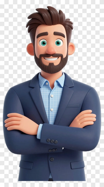 3D Businessman Standing With Crossed Arms PNG