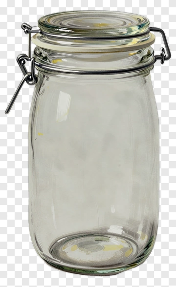 Glass Storage Jar With Metal Lid PNG