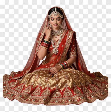 Woman In Traditional Indian Bridal Attire PNG