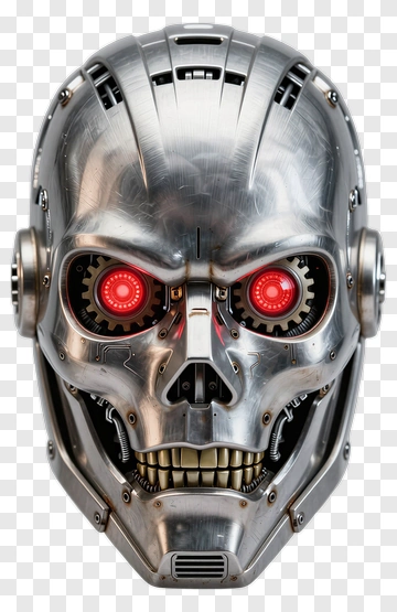 Robot Skull With Red Eyes PNG
