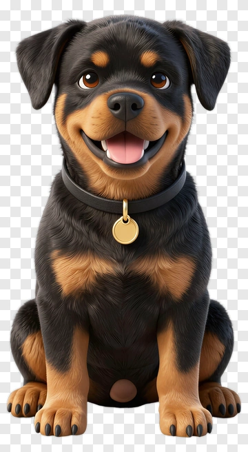Cartoon Rottweiler Dog Sitting And Smiling PNG