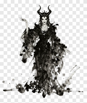 Dark Fantasy Sorceress In Elegant Black Attire PNG