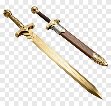 Golden Fantasy Sword And Brown Sword PNG