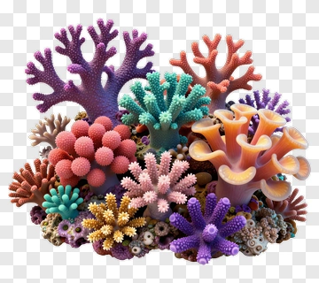 Colorful Coral Reef Composition PNG