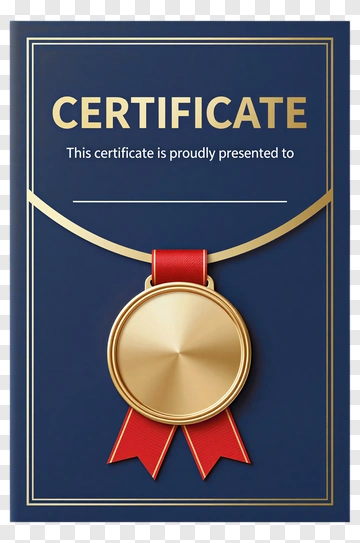Certificate With Gold Medal And Red Ribbon PNG