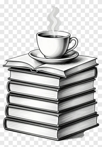 Stack Of Books With A Cup Of Coffee PNG