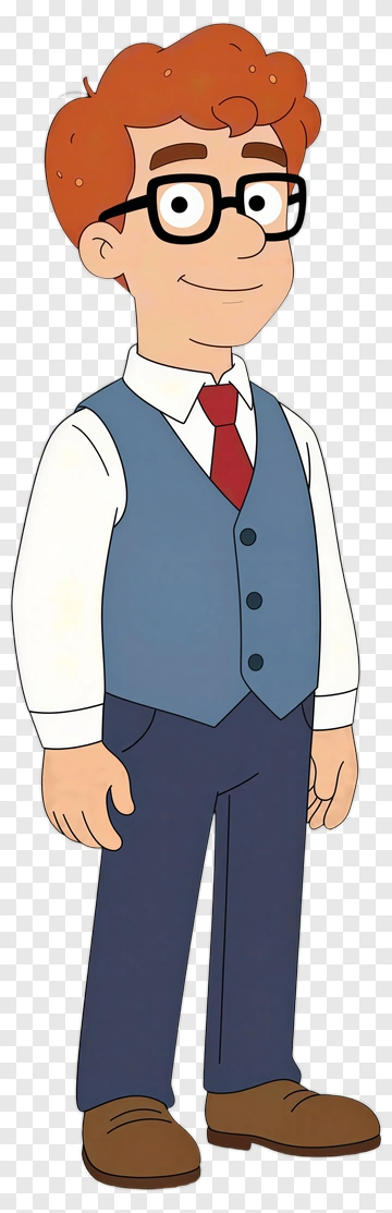 Cartoon Boy In A Blue Vest And Tie PNG