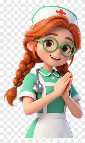 Cartoon Nurse Smiling With Hands Together PNG