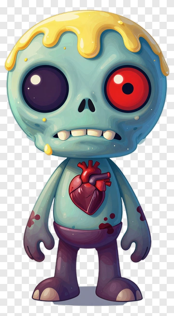 Cartoon Zombie Character With Heart PNG