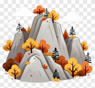 Autumn Mountain Landscape With Colorful Trees PNG