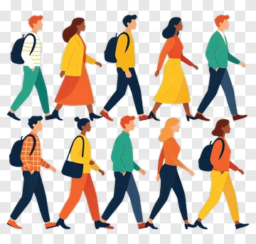 Diverse Group Of People Walking Together PNG