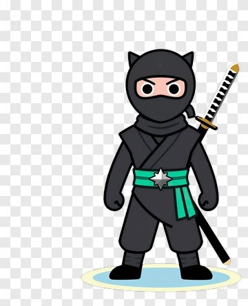 Cartoon Ninja Holding A Sword PNG