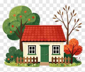Cozy House Surrounded By Trees And Garden PNG