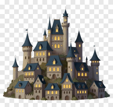 Cartoon Castle On A Hill PNG