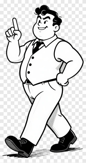 Cartoon Businessman Walking With A Finger Raised PNG