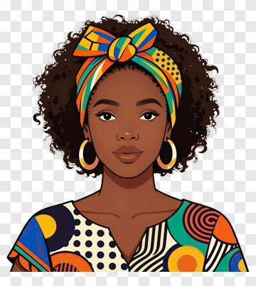 Stylish Woman With Colorful Headband And Patterned Top PNG