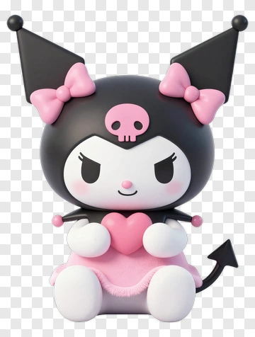 Kawaii Devil Character Holding A Heart PNG
