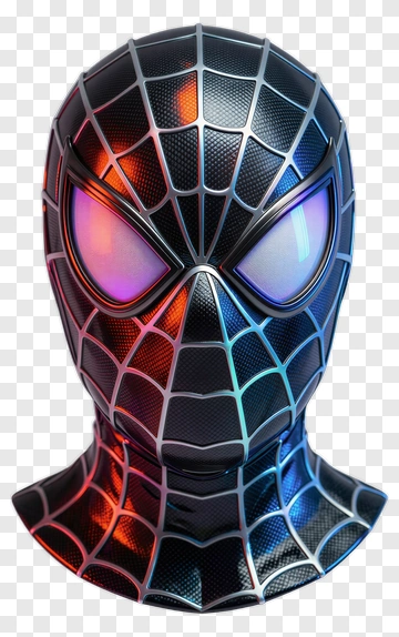 Spider-Man Mask With Colorful Design PNG